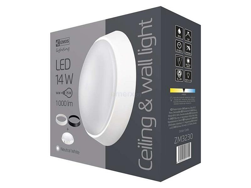 LED přisazené svítidlo, kruh černá/bílá 14W neutrální bílá