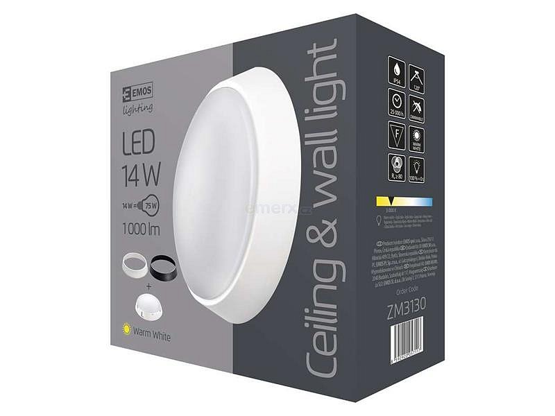LED přisazené svítidlo, kruh černá/bílá 14W teplá bílá