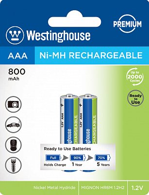 Akumulátor Westinghouse PREMIUM AAA NiMH 800mAh 1,2V, blistr 2ks (NH-AAA800BP2AR)