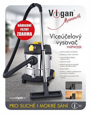 Víceúčelový vysavač VIGAN VNPW 20X - pro suché a mokré sání