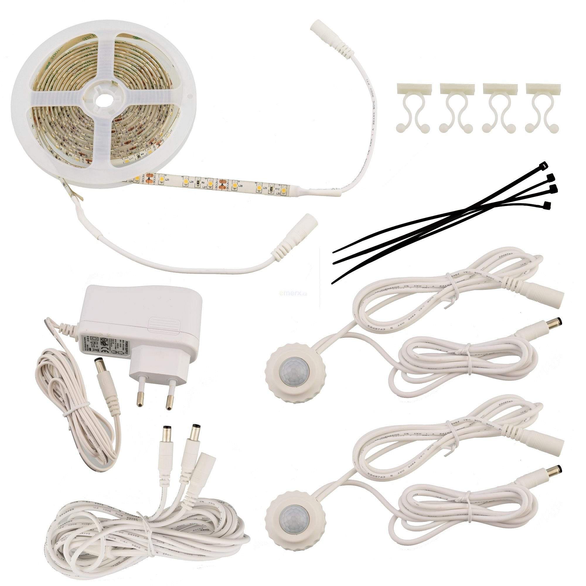 LED pásky s PIR senzorem 2x1,5m, 4,8mW/m, teplá bílá, 230VAC (KU-3528-Bed Light)