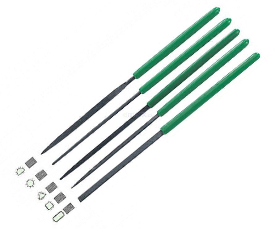 Sada 5 jehlových pilníků s PVC rukojetí, HCR (tvrdost) : 60 (8PK-605A)