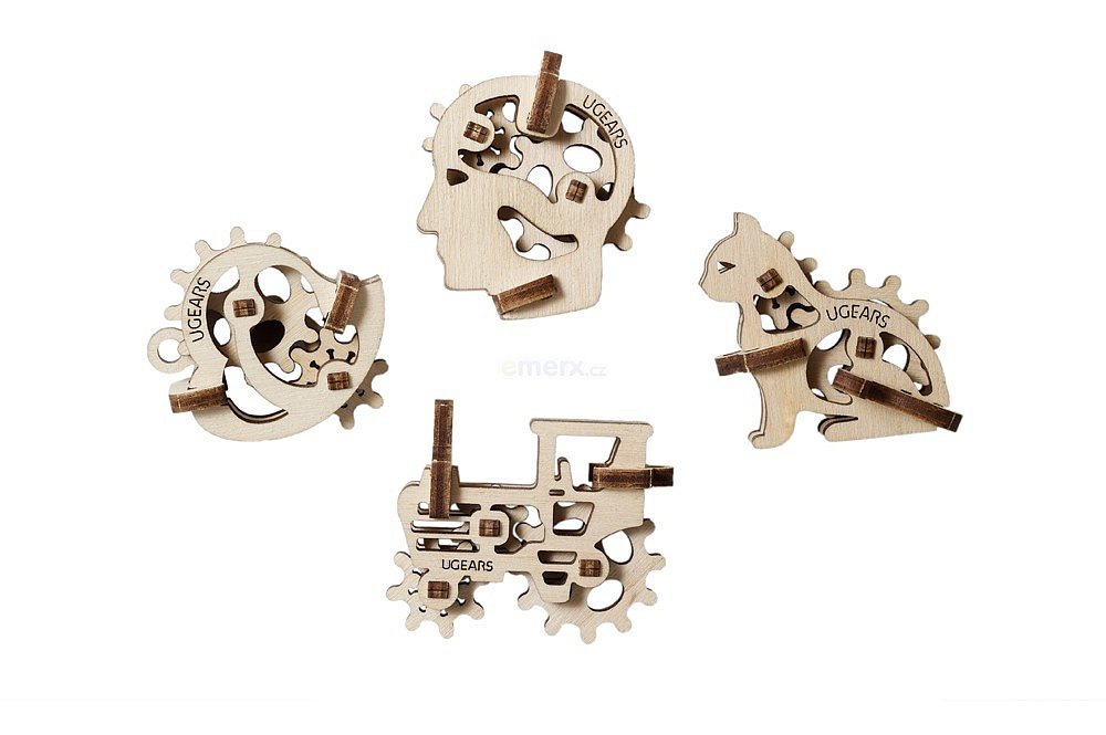 Dřevěná stavebnice 3D mechanické Puzzle Tribka- Přívěsky (UG70007)