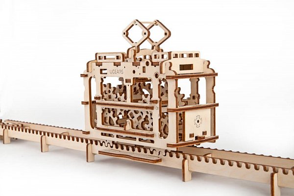 Dřevěná stavebnice 3D mechanické Puzzle Tramvaj