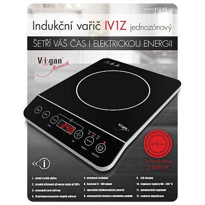 Indukční vařič jednozónový 2000W IV1Z