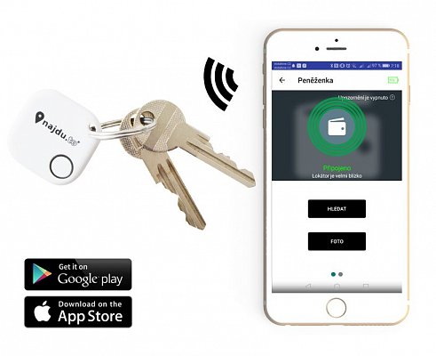 Bluetooth hledač klíčů s aplikaci - Najdu.to - bílý (08898618)