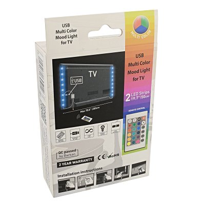 LED pásek pro TV RGB 4,8W/m 2x50cm napájený USB, s kontrolerem (TV USB Led Strip light-KU-5050)