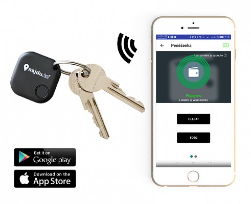 Bluetooth hledač klíčů s aplikaci - Najdu.to - černý (08898613)