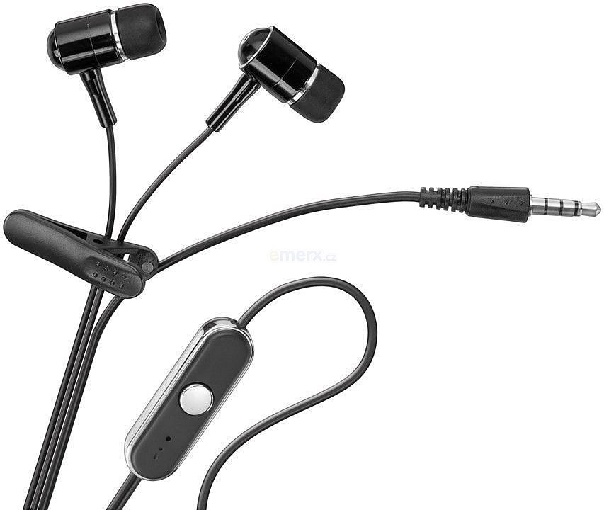 Sluchátka s mikrofonem, klips, ovladač funkcí, černé. (GB 42283)