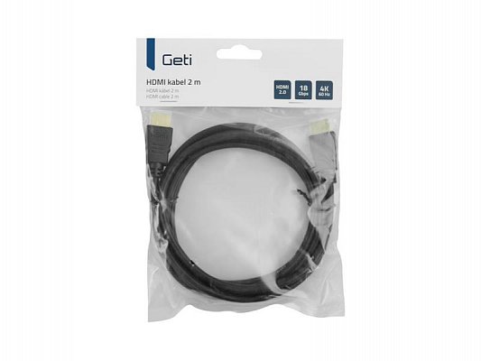 Kabel HDMI Geti 2 m pozlacený, 4K, ethernet 2.0