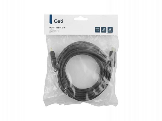 Kabel HDMI Geti 5 m pozlacený, 4K, ethernet 2.0