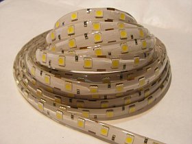 LED pásek studený bílý 300diod SMD5050/12V/4A/48W/3000lm/5m v silikonu IP63