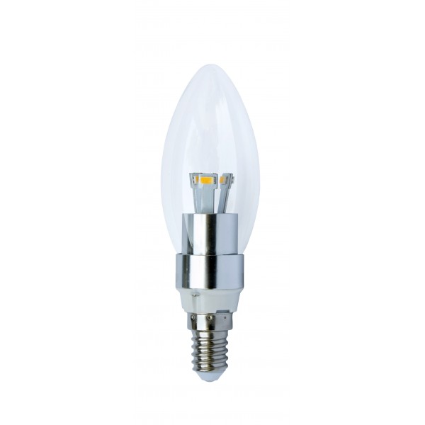 E. Energy LED svíčka E14 230V 3W  teplá bílá 200 lm transparent STMÍVATELNÁ