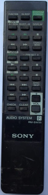 Sony RM-SW55 náhradní dálkový ovladač jiného vzhledu.